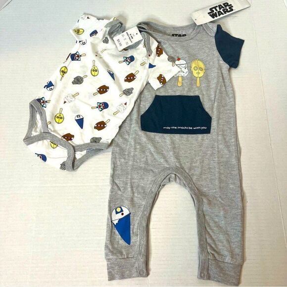 Star Wars Baby Bodysuit & Romper 2pc Set 6-9M Adorable by Happy Threads New! - Picture 1 of 12